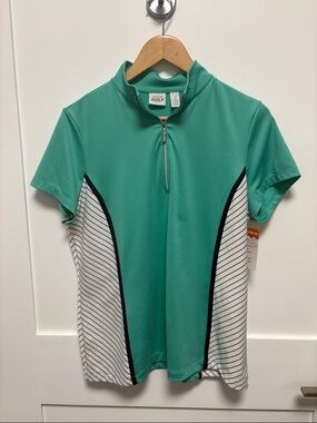 Zenergy Golf by Chico's Polo in Teal w/dk navy and white accents